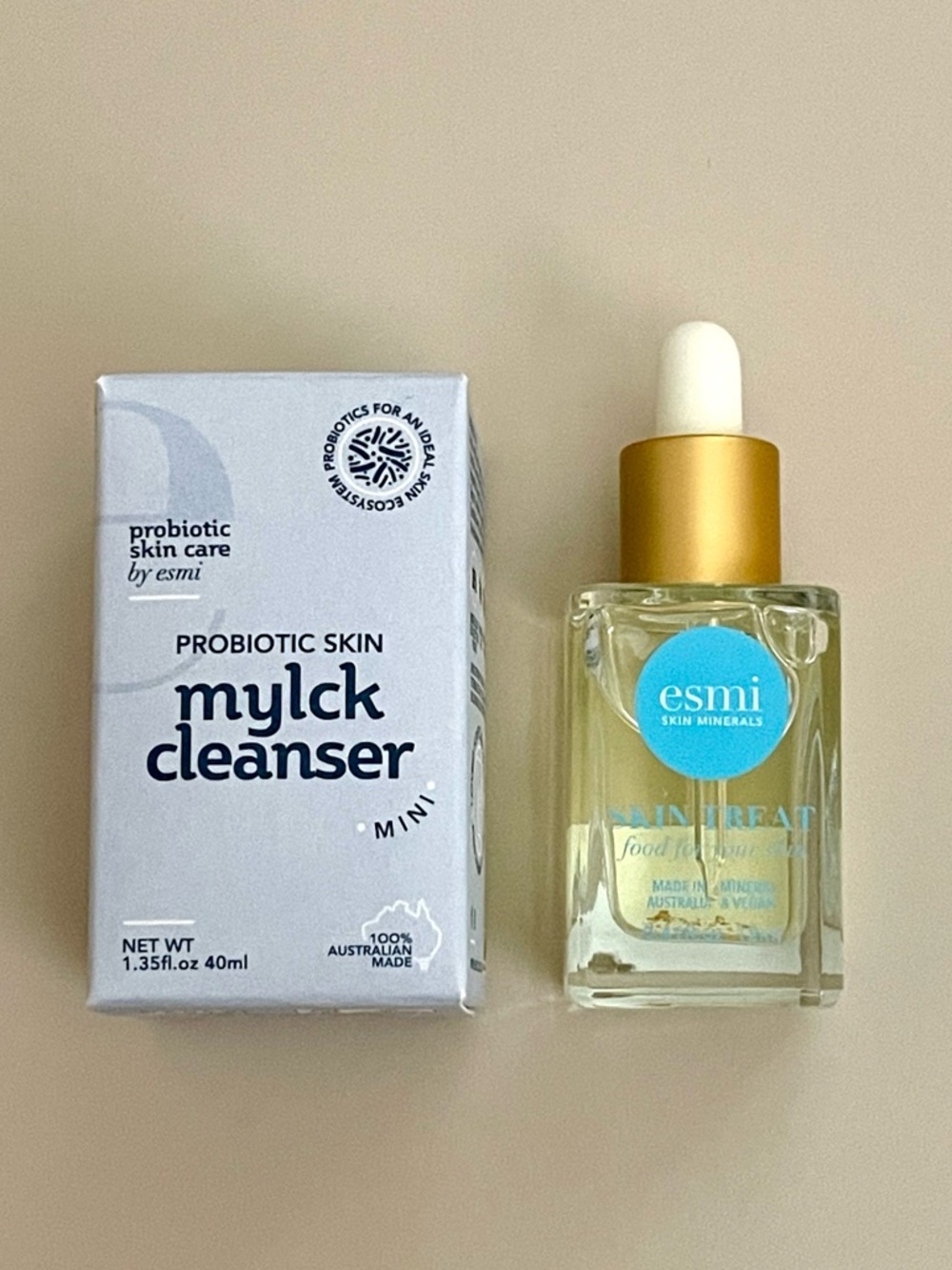 Duo - esmi Mini Probiotic Skin Mylck Cleanser + Mini Skin Treat 24K Gold Oil